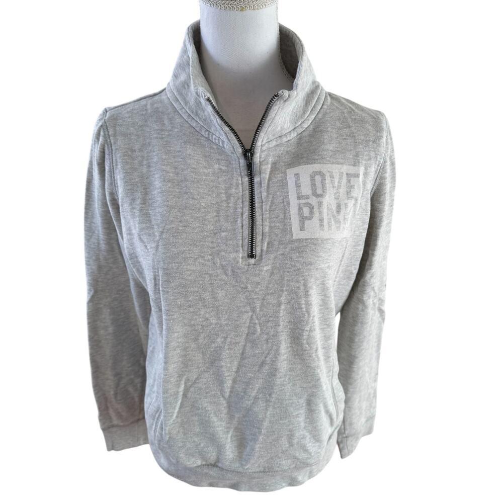 Victorias Secret Pink Quarter Zip sweatshirt Light Gray S